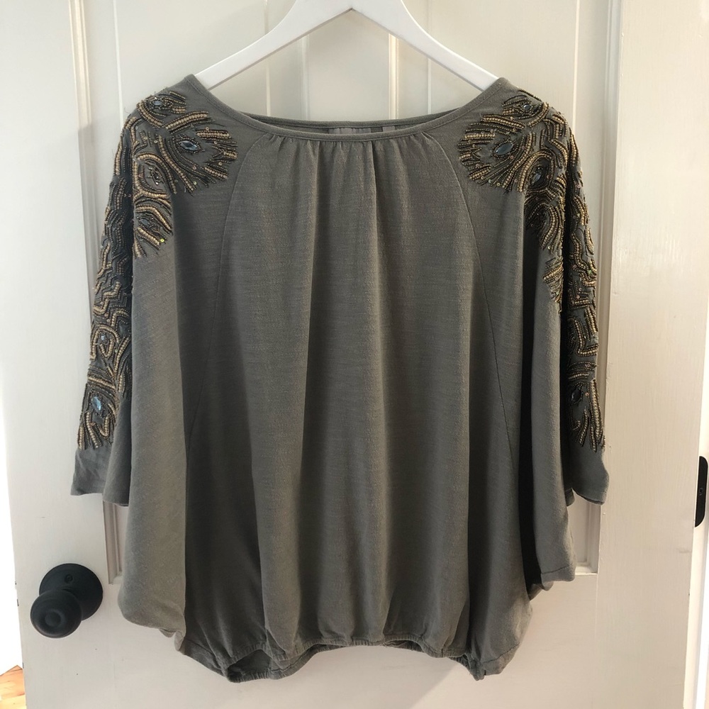 Anthropologie Beaded Dolman Top - XS/S